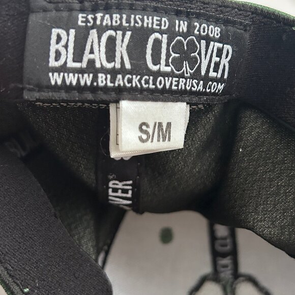 LIVE LUCKY 100896 Cap Black Clover Hat S/M Green Four Leaf Clover **USED** - Picture 3 of 5